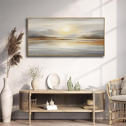 Framed Wall Art Abstract Seascape Canvas Printing Wall Decor Artwork for Living Room Bedroom Dining Room Home Office Decor 30x60inch
