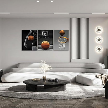 Canvas Framed Basketball Posters - Sports Room Decor For Men, Kids & Teenagers - Basketball Poster Set For Bedroom & Man Cave - Wall Decor