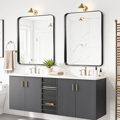 Fabuday Bathroom Mirrors for Over Sink - 24x30 Inch Black Framed Mirror for Bathroom, Small Vanity Mirror with Brushed Black Frame for Bedroom, Restroom, Farmhouse, Entryway Decor