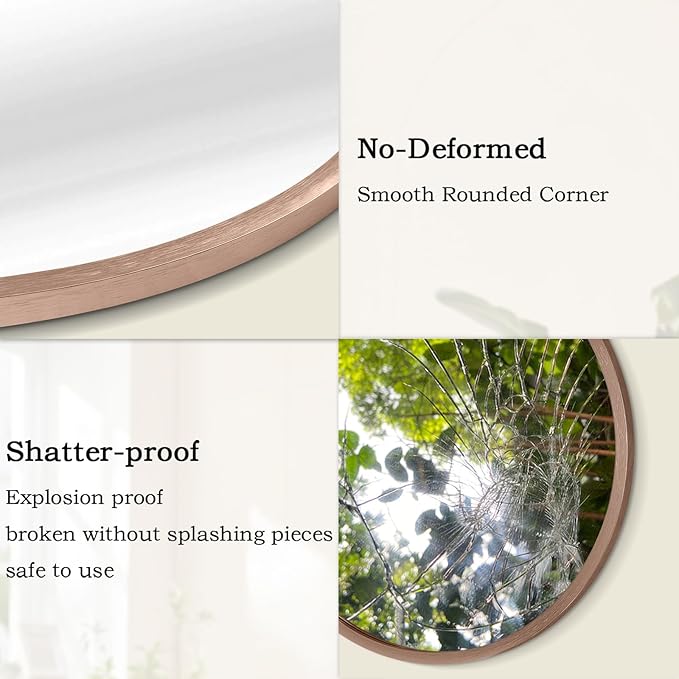 Round Bathroom Mirror Circle Aluminum Alloy Wall Mirrors with Simple Metal Frame Modern Round Hanging Mirror for Bathroom Hallway Room Living Purple Frame