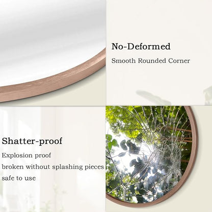 Round Bathroom Mirror Circle Aluminum Alloy Wall Mirrors with Simple Metal Frame Modern Round Hanging Mirror for Bathroom Hallway Room Living Purple Frame