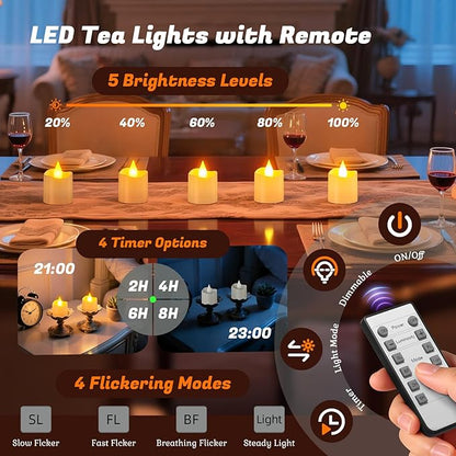 PChero Rechargeable Flameless Candles with Remote Timer & Charging Base, 12 Pack Votive Candles Battery Operated Tea Lights Flickering, LED Tealights for Home Wedding Halloween Fall Christmas Decor