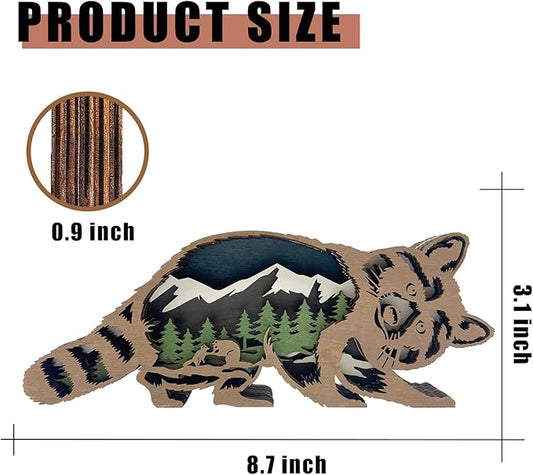 Laozai Wooden Forest Animals Raccoon Decor Cabin Rustic Decor Wall Decorations Mountain decor for Bedroom Living Room Table Decorative