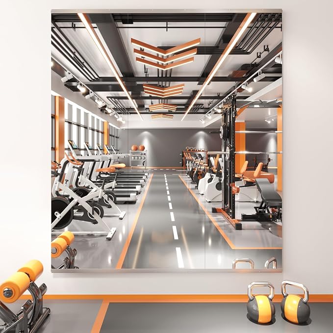 Peegel Home Gym Mirror - 56''x16''(3PCS) Large Frameless Tempered Glass Workout Mirrors for Home Gym Wall,Yoga,Garage,Dance