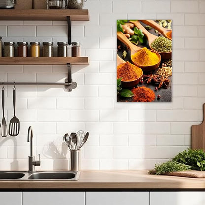 OAAPITI Spices Kitchen Wall Art Culinary Herbs Canvas Print Colorful Food Art Painting for Kitchen Gourmet Decor(Artwork-7,16"x24")