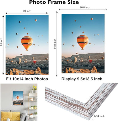 JCJMY 10x14 Picture Frame Set of 6 for 30 x 40cm Diamond Art Painting, Wall Mounting Horizontally or Vertically, 10 x 14 Wall Poster Photo Frame with Shatter Resistant Plexiglass,6 Pack, Rustic White