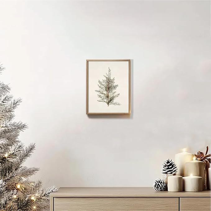 uniro Vintage Christmas Tree Wall Art Prints, Neutral Rustic Cypress Tree Christmas Artwork Painting, Farmhouse Winter Holiday Print for Bedroom, Living Room, Kitchen, Office, Dormitory, Hallway