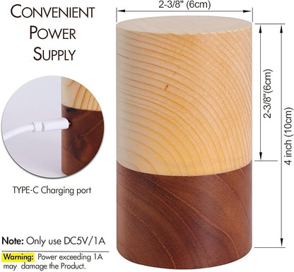 LED Wood Lamp Portable Touch Sensor-Controlled Night Lamps with Adjustable 3-Level Brightness Warm Light for Bedside/Candle-lit Dinner/Coffee Shops and Bars/Courtyard/Camping