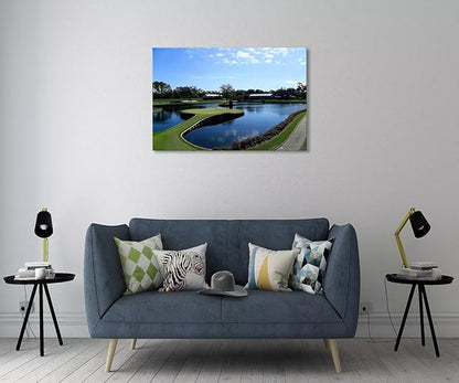 TPC Sawgrass Golf Course Wall Art for Living Room Bedroom Office Wall Decor - USA Golf Course Picture Poster Framed Artwork Canvas Prints Golf Art Ready to Hang(24''H x 36''W)