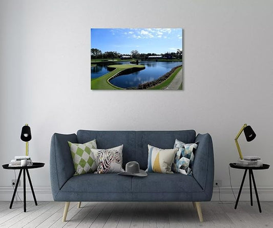 TPC Sawgrass Golf Course Wall Art for Living Room Bedroom Office Wall Decor - USA Golf Course Picture Poster Framed Artwork Canvas Prints Golf Art Ready to Hang(24''H x 36''W)