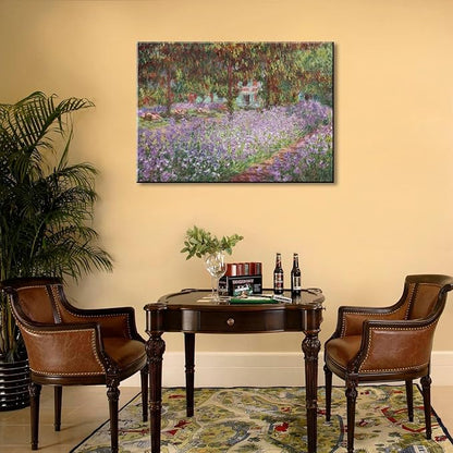 Irises in Monet's Garden, 1900 by Claude Monet - Large Canvas Art Wall Decor Painting Print Framed -16" x 24"