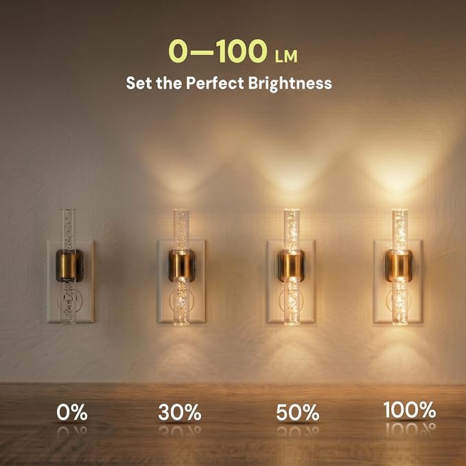 L LOHAS LED Night Light Rotating,[2 Pack] Night Lights Plug into Wall, Auto Light Sensor Nightlight Dimmable 100LM, 3000K Soft Light, LED Acrylic Bubble Nightlight Plug in for Bedroom Bathroom Hallway