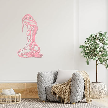 Xedatric Modern Abstract Metal Wall Art-Minimalist Line Sculpture for Bedroom,Living Room,Bathroom-Unique Metal Wall Decor for Home & Office(Pink)