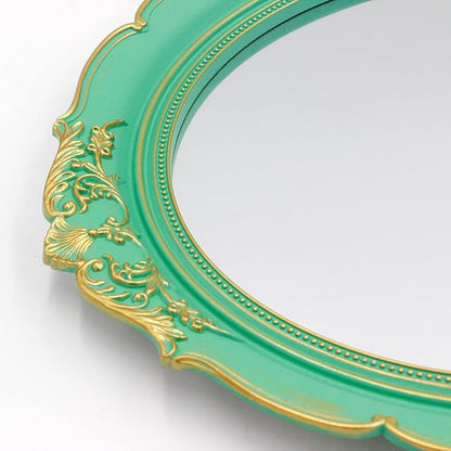 YCHMIR Vintage Decorative Wall Mirror 14.8 x 13.1 Inch Oval Mirror （Green）