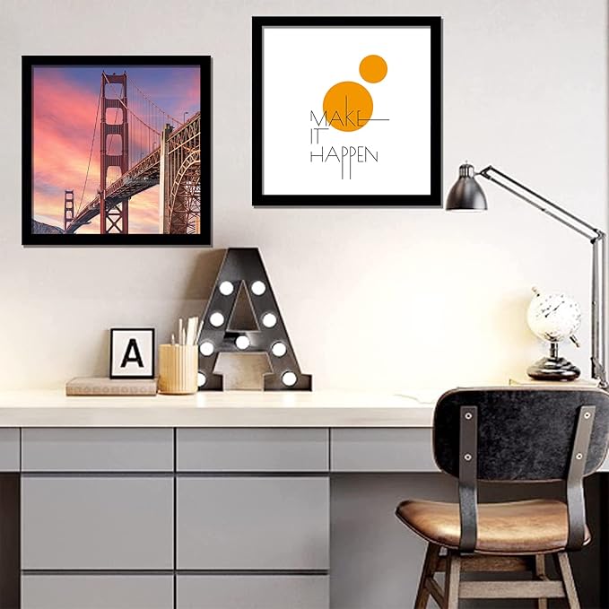 16x16 Picture Frame Set of 4, Black 16 x 16 Frame High Transparent Wall Gallery Poster Canvas Photo Frames for 16by16 inches