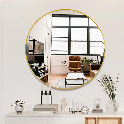 Bathroom Mirrors for Wall,Gold Frame Mirror,30'' Round Circle Mirror for Entryway Bedroom Vanity(30'',Gold)