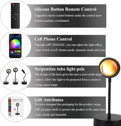 JIMEI Sunset Lamp Projector Led Lights for Bedroom Night Light RGB Lights Sun Sunlight Sunrise Lamp 10w 360° Rotation Mood Lighting Home/Room Decor Gifts for Women,Tabletop Multicolor