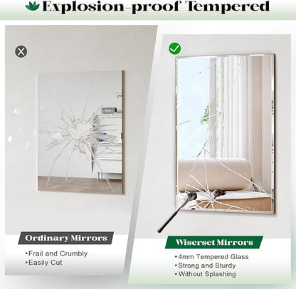 48"x32" Frameless Beveled Bathroom Wall Mirror, Frameless Bathroom Wall Mirror Over Sink, Large Vanity Mirrors for Entryway, Bedroom, Living Room, Hangs Horizontally or Vertically