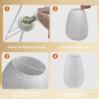 YY YEARCHY Table Lamp Paper Lamp Japanese Standing Lamps with Rice Paper Shade for Bedroom Livingroom(Long Type)