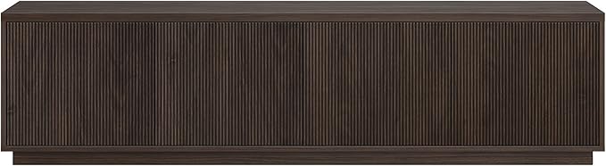 Henn&Hart Fluted TV Stand for TVs up to 85" with 2 Concealed Ribbed Storage Cabinets and Adjustable Shelves for Living Room, Family Room, or Office, Rich Brown