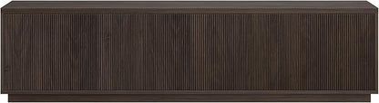 Henn&Hart Fluted TV Stand for TVs up to 85" with 2 Concealed Ribbed Storage Cabinets and Adjustable Shelves for Living Room, Family Room, or Office, Rich Brown