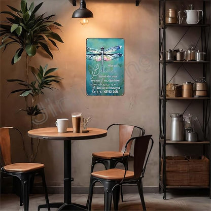 Motivational Dragonfly Metal Sign - When You Believe Beyond What Your Eyes Can See, Dragonfly Wall Art for Office Home Patio and Porch Decor 8X12 Inch
