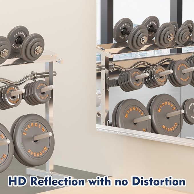 Snowdool Gym Mirror, 56''x24'' 2PCS Mirrors for Home Gym Wall Large, Full Body Mirror for Yoga, Garage, Dance Studio, Anti-Rust, Tempered Glass,Frameless Rectangle Wall-Mounted Workout Mirrors