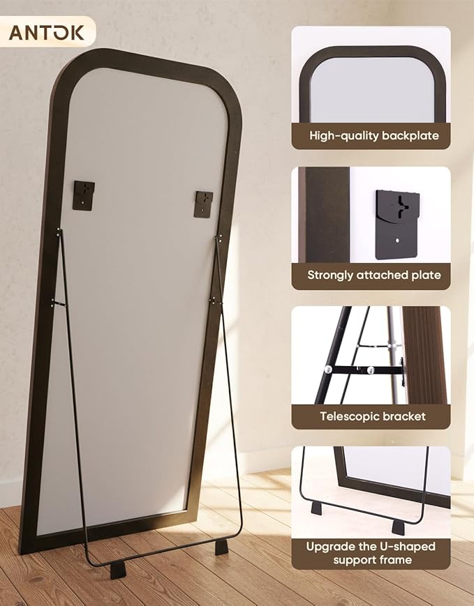 Antok 71"x32" Oversized Full Length Mirror, Extra Large Floor Mirror Freestanding or Wall-Mounted Mirror for Bedroom, Living Room, Cloakroom, Bronze