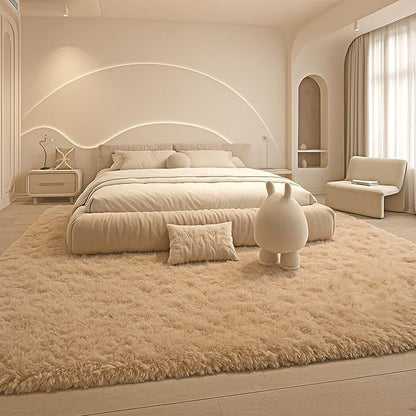 6x9 Rugs for Living Room, Rugs for Bedroom,Plush Fluffy Carpet, Non-Slip Upgrade Beige Rug, Suitable for Kids Dorm Home Decor Aesthetics.