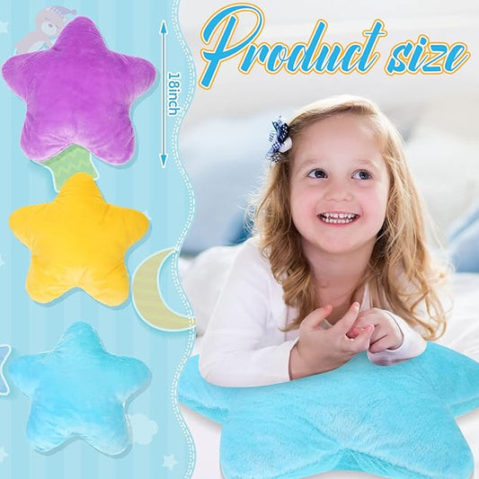 Unittype 3 Pack Star Throw Pillows15.75 inch Stuffed Cushion Decorative Plush Pillow Blue Violet Yellow Star Pillow for Bedroom Room Bed
