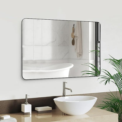 CULER Black Bathroom Wall Mirror,20 x 30 Inch Rectangle Vanity Modern Tempered Glass Mirror for Bedroom,Living Room,Entryway (20x30 Inch, Black)