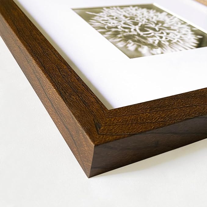 Yaetm 12x12 Picture Frame Set of 4, Brown Wood Grain Square 12x12 Frame Displays 8x8 with Mat or 12 x 12 without Mat, Gallery Wall Frame for Wall Mounting (4 pack, Brown)