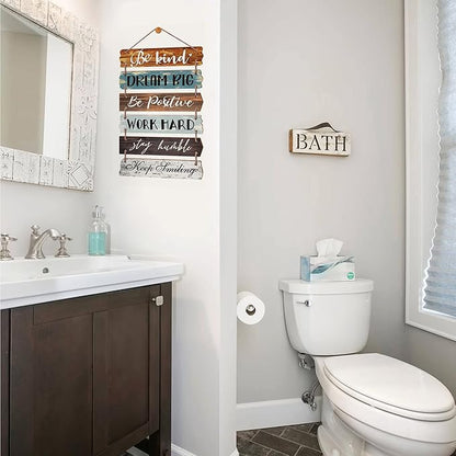 Yudarte Inspirational Wall Art 6pcs Strung Wooden Panels - Farmhouse Rustic Office Decorations for Work - Motivational Wall Decor for Home Bedroom Living Room