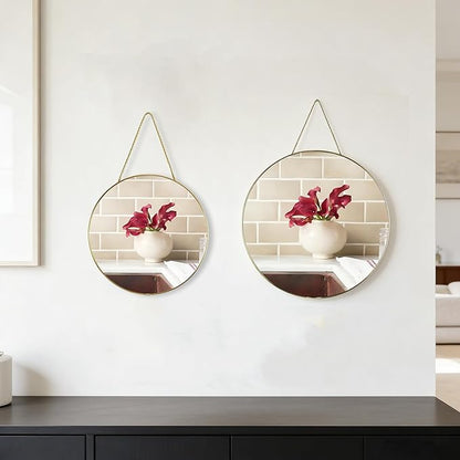 Funerom Gold Round Wall Mirror 15.4 Inches Circle Mirror Bathroom Mirrors for Over Sink