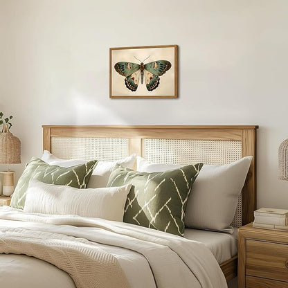 Framed Vintage Butterfly Canvas Wall Art, Moody Insect Wall Decor Paintings, Cottagecore Moth Artwork Pictures Prints Antique Home Decor for Living Room Bedroom Bathroom 16x24 inch