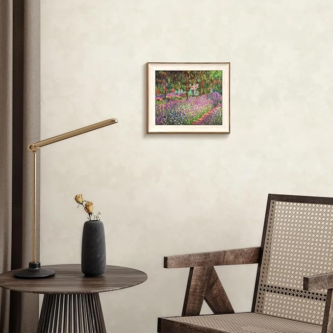 Framed Canvas Wall Art Decor, Vintage Claude Monet Wall Art Prints Aesthetic Room Decor Claude Monet Impressionist Landscape Painting, Monet Garden Flowers Picture Wall Decor Artwork for Living Room Bedroom Home Kitchen - 10x12Inch