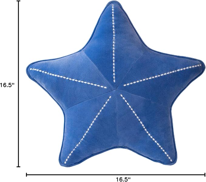 Starfish Shell Pillow Plush car Cushion Bedside Sofa Home furnishings Dormitory Office mat (19.6in, Star Blue)