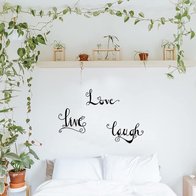 ESTART 3 Pieces Black Metal Letter Sign Decor 'Live Laugh Love' WordArt Wall Art Decor for Home Indoor Outdoor Bedroom Living room Bathroom and Office