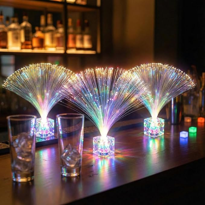 Amylove 8 Pcs Mini Fiber Optic Lamp Bulk LED Light Color Changing Table Centerpiece Glow in The Dark Party Favors Supplies for Wedding Graduation Prom Birthday Disco Dance Decorations (6 Inch)