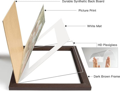 Momentworth 11x14 Picture Frame with Mat for 8x10 Set of 4, Walnut Wood Grain 11 x 14 Dark Brown Gallery Wall Picture Frames for Wall Mounting(4 Pack, Walnut)