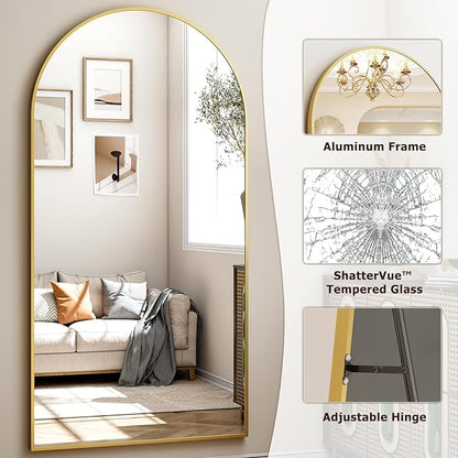 Easly 41"x81" Extra Large Arched Full Length Mirror - Leaning Mirror Arch Wall-Mounted Mirrors - Aluminum Alloy Frame Modern Simple Home Decor - for Living Room Bedroom Cloakroom