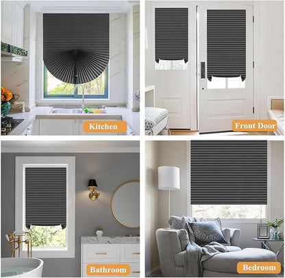 Window Blinds Cordless Blackout No Drill Cut to Size Clip On Stick On Self Adhesive Temporary Blinds Pleated Paper Blinds for Windows Doors Shades for Home Nursery Bedroom Kitchen Bathroom