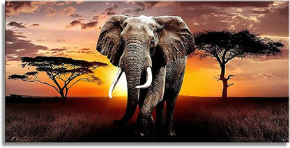 XXMWallArt FC3075 Canvas Wall Art Elephant Picture African Wild Animals Artwork Painting Print for Living Room Bedroom Kitchen Home and Office Wall Decor
