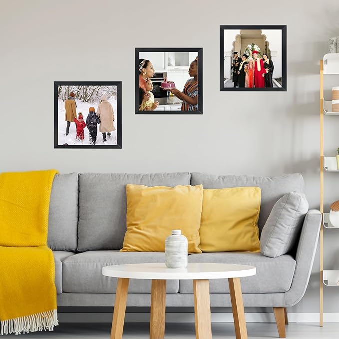 5x5 Picture Frame Set of 6 Black for Wall Hanging or Tabletop, Wall Mounting Horizontally or Vertically, 5 x 5 Square Wall Gallery Poster Photo Frame with Shatter Resistant Plexiglass, 6 Pack, Black