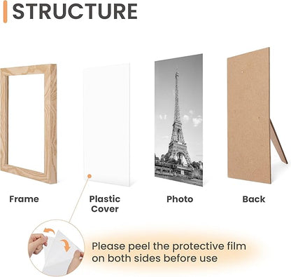 upsimples 10 Pack Picture Frames Collage Wall Decor for Mounting or Tabletop Display, Photo Gallery Frame Set for Family, Multi Sizes Including 8x10, 5x7, 4x6, Natural