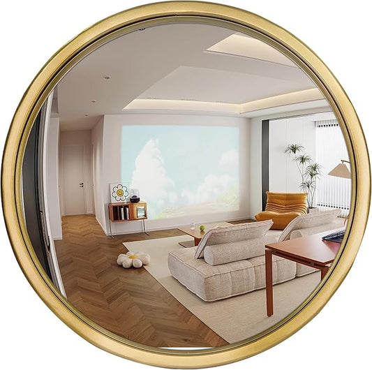 12" Gold Round Convex Mirror, Small Circle Wall Mirror with Thick Metal Framed, Round Decorative Wall Mirrors for Bathroom, Vanity
