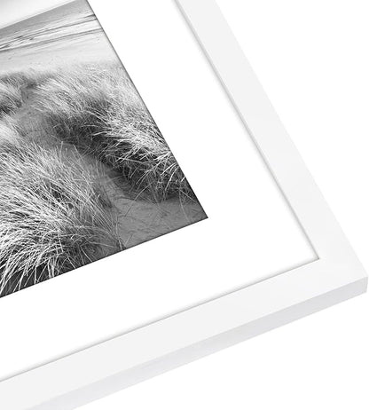 Americanflat 8x10 Picture Frame with Polished Plexiglass - Set of 5 - Use as 5x7 Frame with Mat or Display 8x10 Photo Without Mat - Galleria Collection - Picture Frames for Tabletop and Wall - White