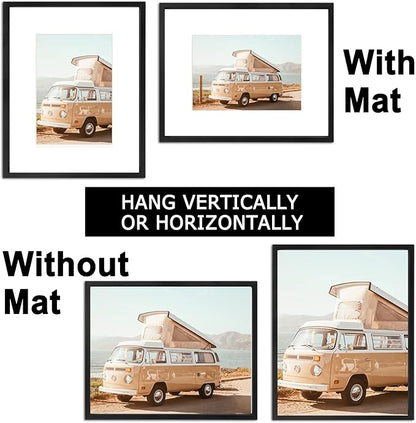 KTKDE11x14 Picture Frames Set of 2, Metal Photo Frame with High Definition ,Photo Frame 8x10 with Mat or 11x14 without Mat, Wall Mounting Vertical or Horizontal Perfect for Home Decoration, Office,