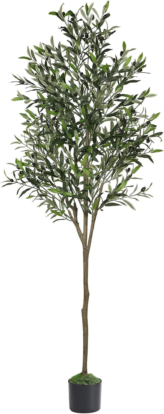 Alupssuc Olive Trees Artificial Indoor, 6FT Tall Faux Olive Tree with White Planter, Artificial Plants with Lifelike Fruits and Realistic Leaves for Modern Home Office Living Room Decor
