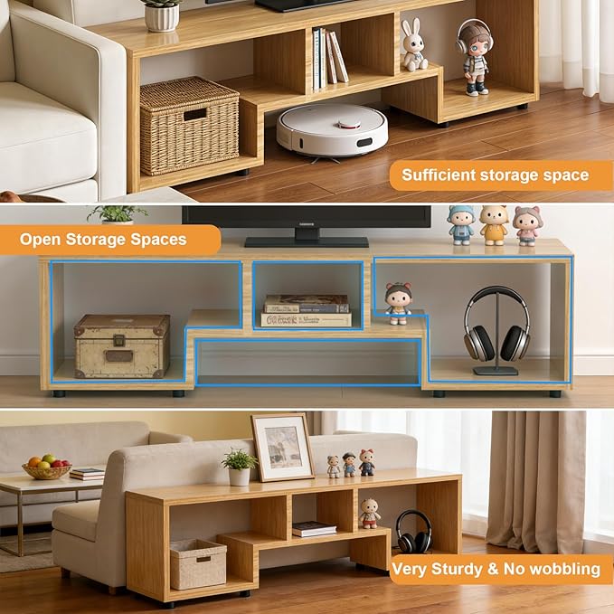 Lightdot TV Stand for TVs up to 55'', Modern Entertainment Center with Open Storage Large Capacity for Collection, Media TV Table Console for Living Room/Bedroom/Sofa Cabinet, Easy Assembly - Walnut